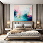 Colorful, Abstract Shapes with White Line Accents "Pastel Harmony" Abstract Painting On Canvas PS1173