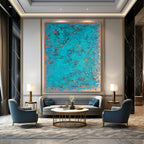 “Turquoise - Copper Textured” - Abstract Impasto Painting On Canvas PT2323
