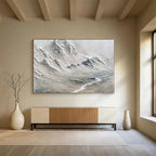 “Monochrome Textured Mountains” - Minimalist Sculptural Painting On Canvas DKS457