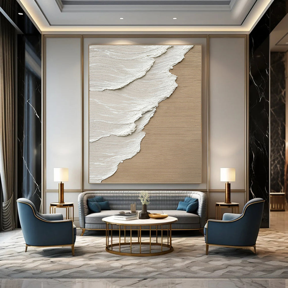 “Creamy Textures on Wood - Tone” - Neutral Hues, Layered Abstract Painting On Canvas PT1476