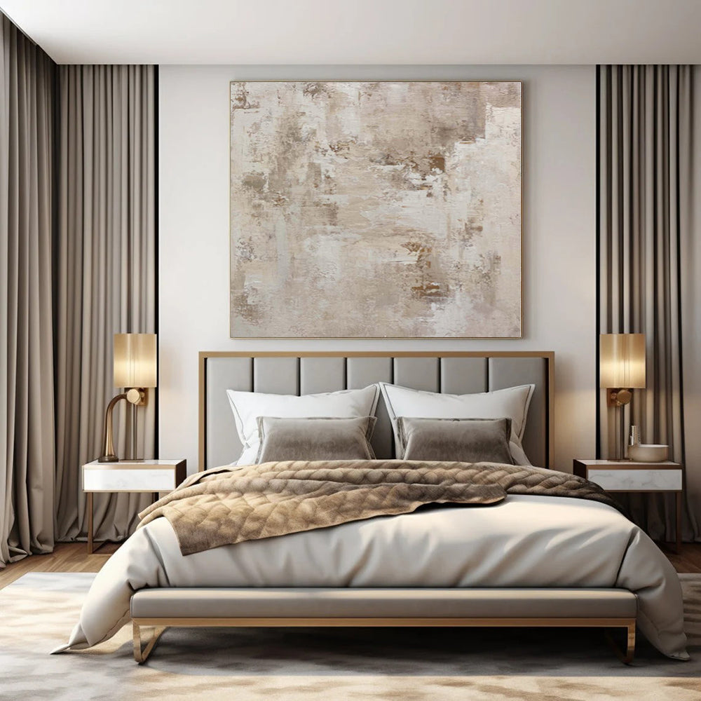 “Beige - Brown Textured Abstract” - Rustic Abstract Painting On Canvas PS0152