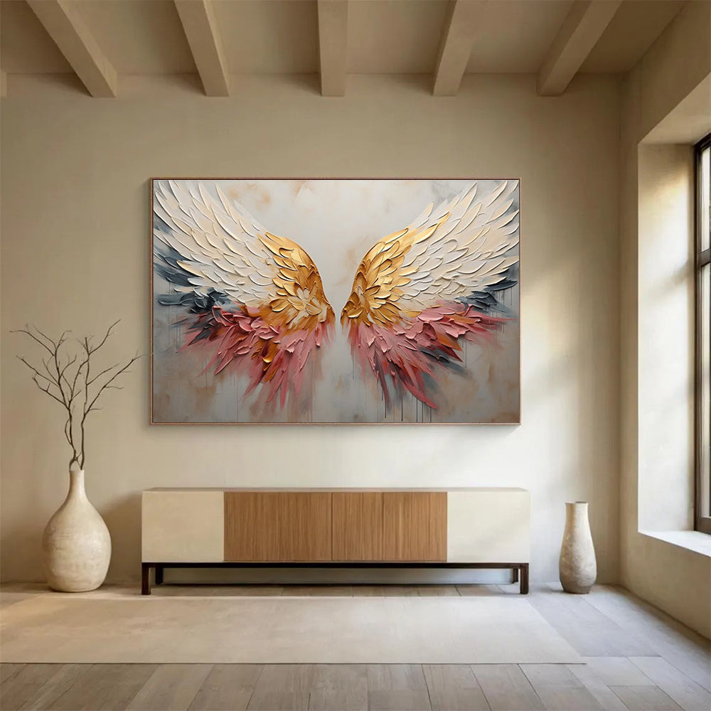 “Textured Angel Wings” - Impasto Mixed - Media Painting On Canvas DKS863