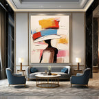 “Colorful Abstract Hat Figure” - Playful Fashion - Inspired Painting On Canvas DS324