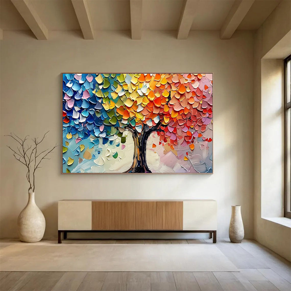 “Colorful Tree of Life” - Impasto Oil Painting On Canvas DKS798