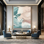 “Teal & Pink Abstract Flow” - Fluid Abstract Painting On Canvas DS277