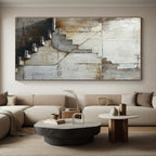 “Grey - Brown Abstract Industrial Stairs” - Realistic Abstract Painting On Canvas PS0339