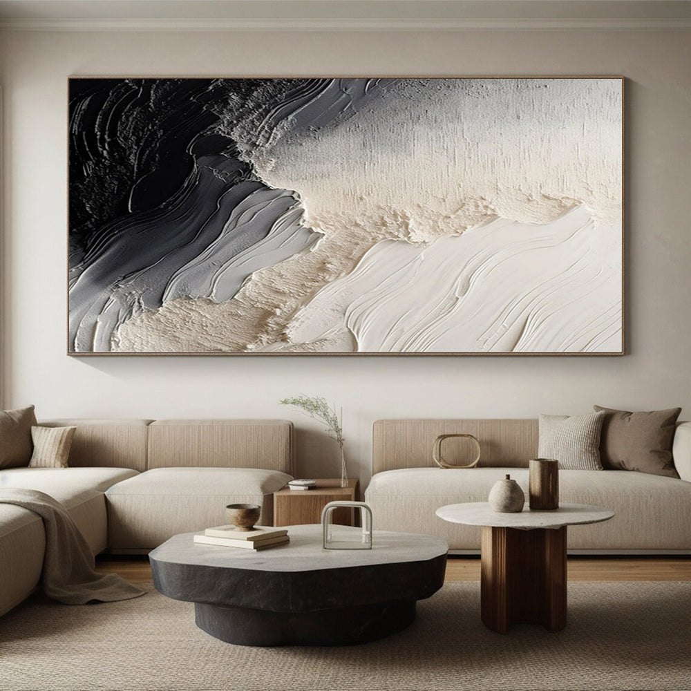 “Monochrome Textured Abstract” - Minimalist Abstract Painting On Canvas PS0081