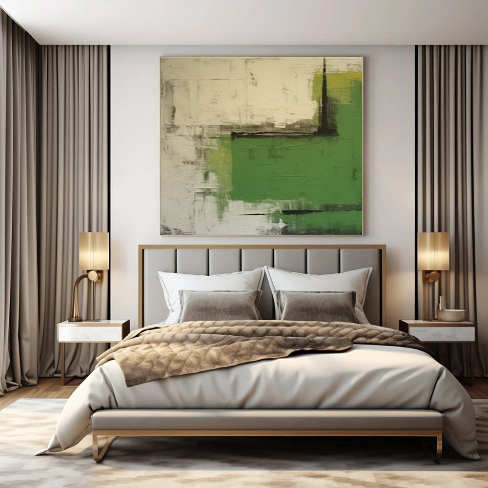 Green, Gray, Beige with Abstract Forms "Nature's Abstraction" Abstract Painting On Canvas PS1297
