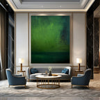 “Deep Green Abstract Layers” - Minimalist Abstract Painting On Canvas PT1188