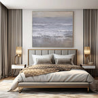 Gray, White and Beige with Textured Ocean Waves "Muted Surf" Abstract Landscape Painting On Canvas PS1161