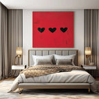 Red and Black Hearts, "Love Marks" – Minimalist Abstract Painting On Canvas PS0950