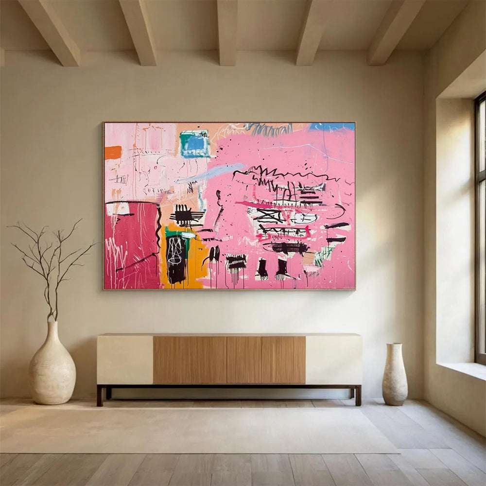 “Pink Abstract Graffiti” - Street - Art - Inspired Painting On Canvas PT198