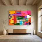 Vibrant Color Block Abstract Painting On Canvas DKS082