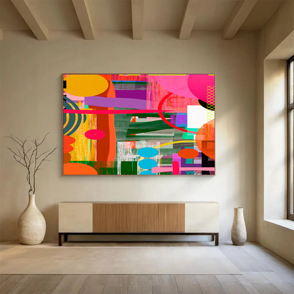 Vibrant Color Block Abstract Painting On Canvas DKS082