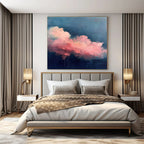 Blue, Pink, White with Cloud - like Forms "Blush Skies" Abstract Painting On Canvas PS1424