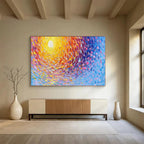 “Colorful Swirling Sun” - Impressionistic Oil Painting On Canvas DKS881
