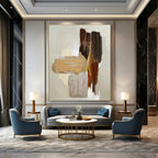“Neutral Tones Collage” - Brown, Beige, and White Abstract Painting On Canvas PT1067