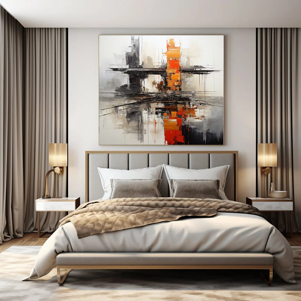 “Urban Skyline Abstraction” - Industrial Abstract Painting On Canvas PS0177