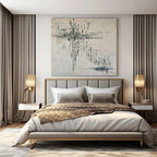 White, Black, Blue with Linear Drips "Dripping Rhythm" Abstract Painting On Canvas PS1315