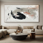 “Gray - Black - Pink Textured Abstraction” - Gray, Black, Pink, White Abstract Painting On Canvas PS0508