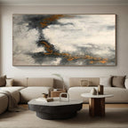 “Grey - White - Gold Cloud - like Abstract” Painting On Canvas PS0378