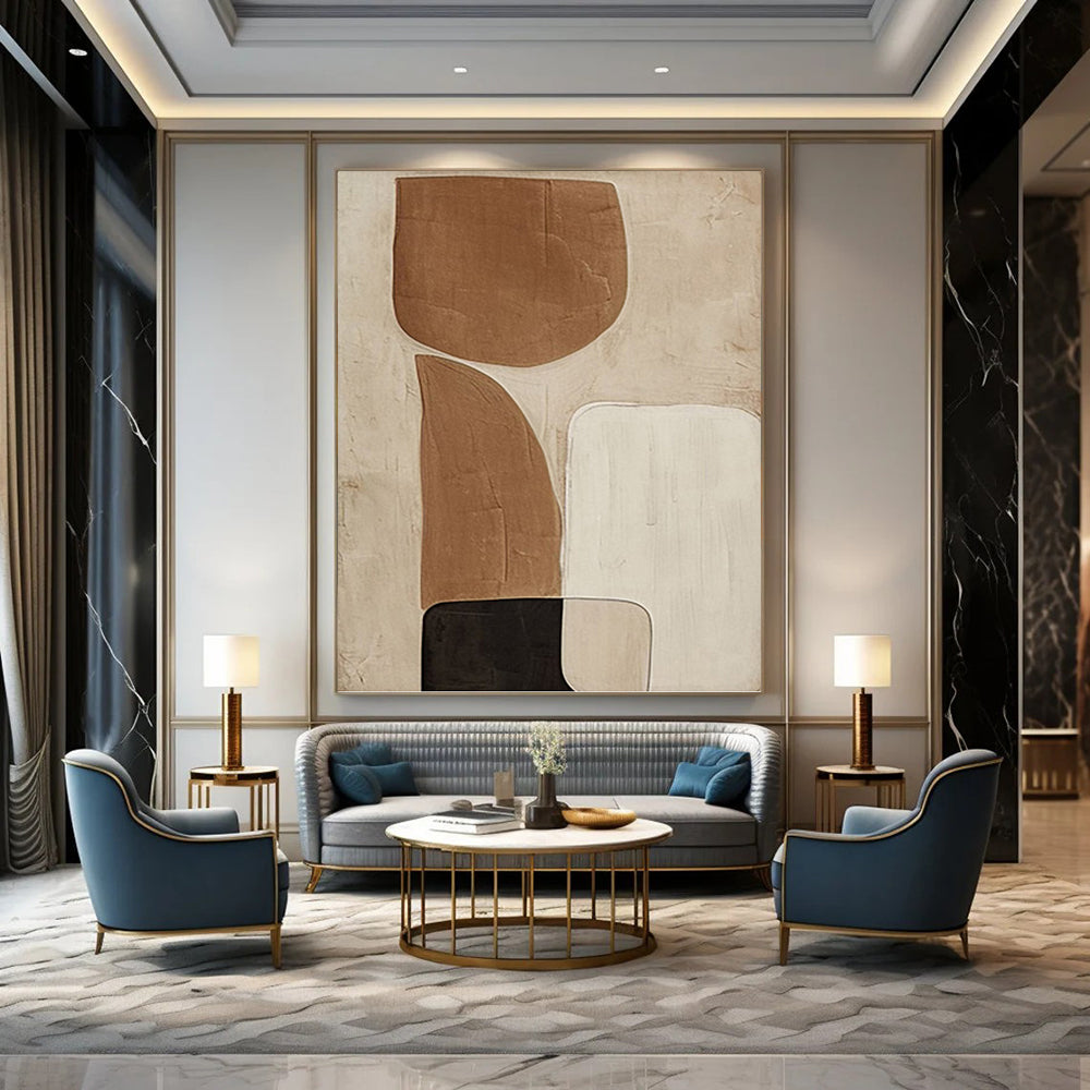 “Neutral Geometric Abstract” - Contemporary, Abstract Painting On Canvas PT1494