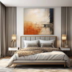 Beige, Orange, Black with Geometric Lines "Geometric Sunset" Abstract Painting On Canvas PS1335