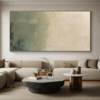 “Soft Green - Beige Gradient” - Beige, Green Abstract Landscape Painting On Canvas PS0657