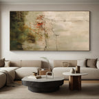 “Earthy Tones Abstract Landscape” - Beige, Green, Red Abstract Landscape Painting On Canvas PS0574