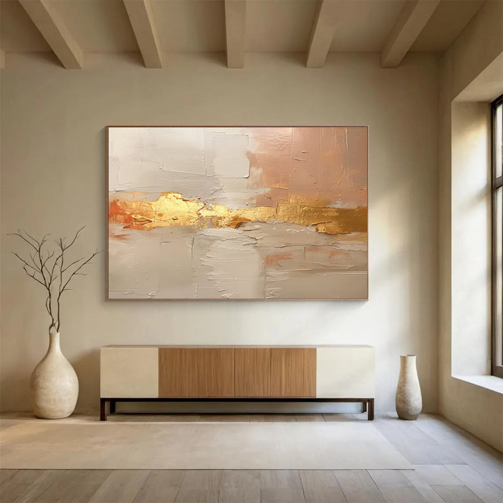 “Blush and Gold Abstract Textures” - Textured Abstract Painting, Fits Bedroom & Dressing Room DKS617