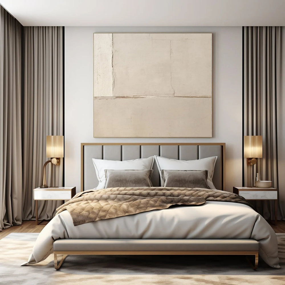 Beige with Subtle Cracks "Cracked Calm" Abstract Painting On Canvas PS1304