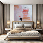 Pink, Orange, White with Soft Shapes "Blush Harmony" Abstract Painting On Canvas PS1385