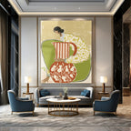 “Colorful Figure with Vessels” - Folk - Inspired Painting On Canvas PT1145