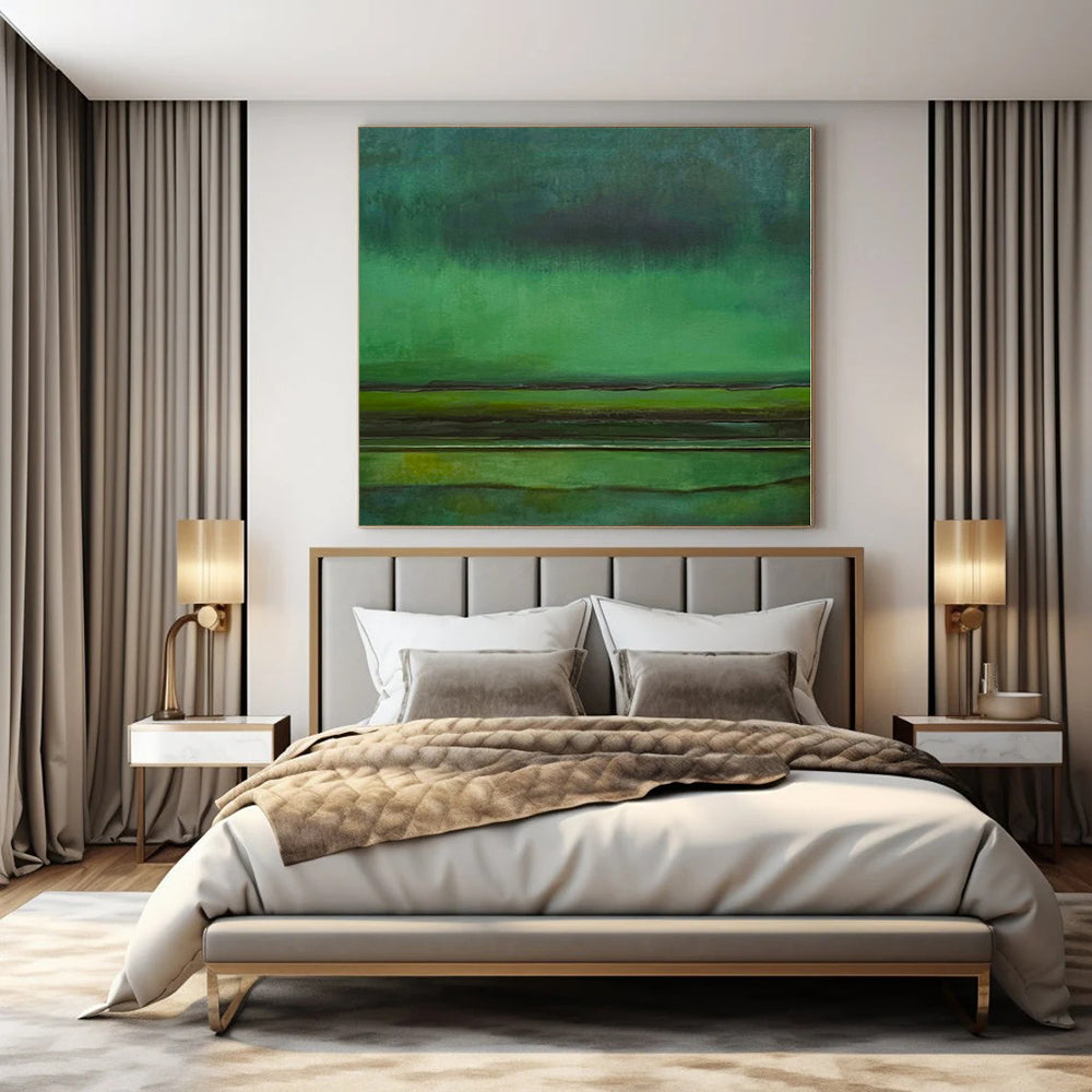 “Green Gradient Abstraction” - Serene Abstract Painting On Canvas PS0190
