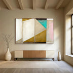 “Gold - White Geometric Harmony” Abstract Painting On Canvas DKS283