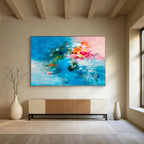 Blue & Pink Floral - Inspired Abstract Painting On Canvas DKS030