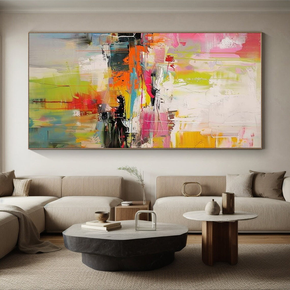 “Rainbow Abstract Energy” - Multicolor Abstract Expressionist Painting On Canvas PS0697