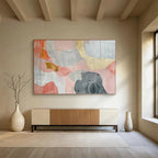 “Pink - Gray Abstract with Gold Details” - Modernist Abstract - Painting On Canvas PT1761