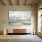 Pastel Cloudy Seaside Reprise - Dreamy Seascape Painting On Canvas DKS326