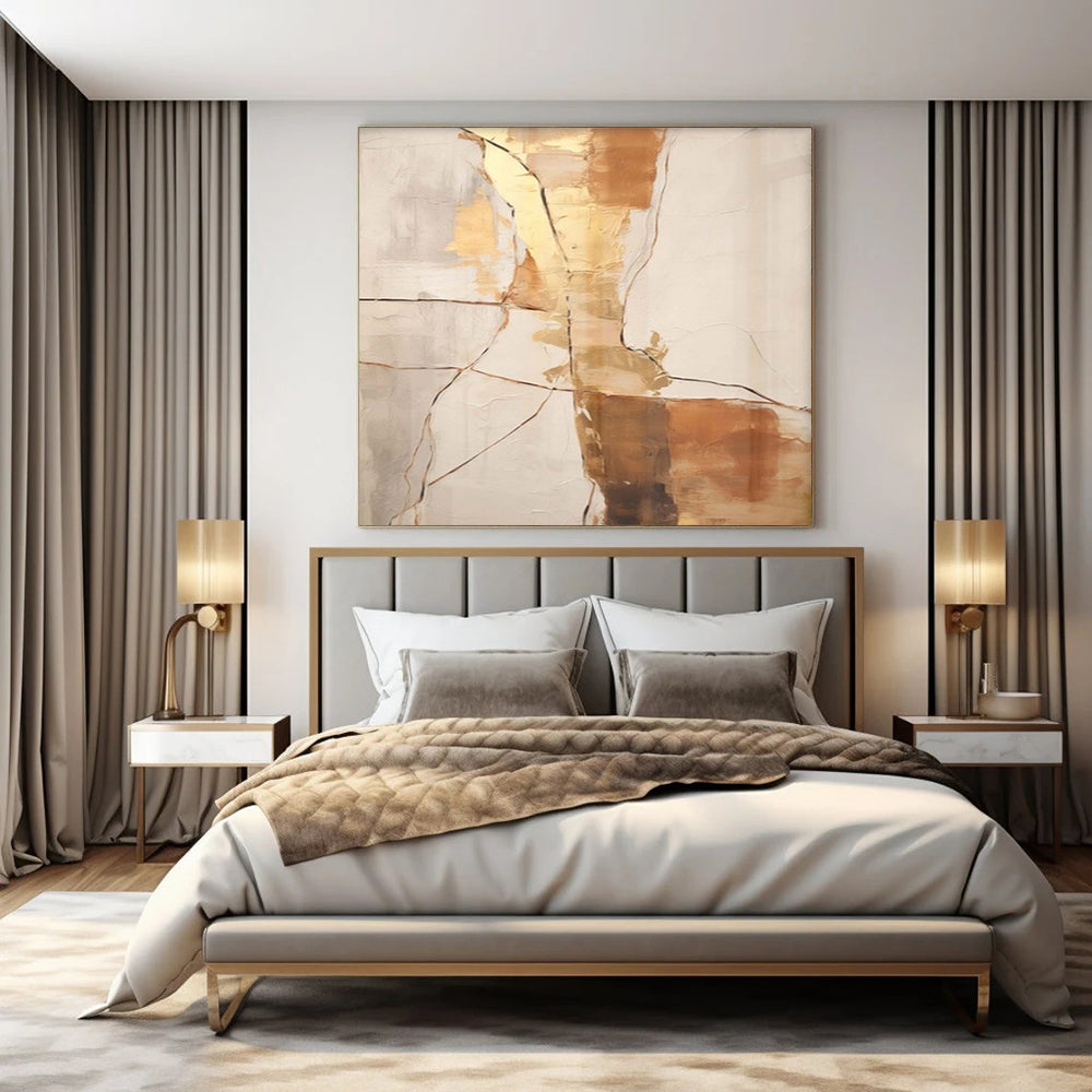 White, Gray, and Gold Textured "Fractured Beauty" Abstract Textured Painting On Canvas PS1052