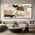 “Blush & Neutral Geometric Abstraction” - Blush, Beige, Gray Abstract Geometric Painting On Canvas PS0755