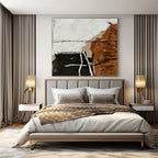 Brown, White and Black with Geometric Overlaps "Layered Geometry" Abstract Painting On Canvas PS1126