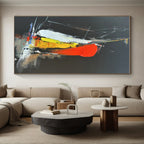 Black, Red, Yellow, White Bold Strokes “Night Fiesta” - Painting On Canvas PS0812