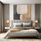 Gray, Beige, and White Shapes "Soft Structure" Abstract Geometric Painting On Canvas PS1047