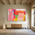 “Color - Blocked Pink - Orange Abstract” Abstract Painting On Canvas DKS201