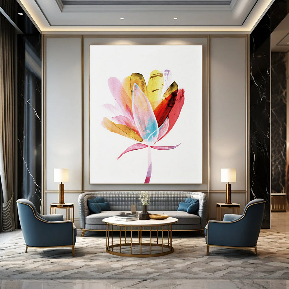 “Colorful Watercolor Flower” - Vibrant Hues with Fluid Petals Painting On Canvas DS215