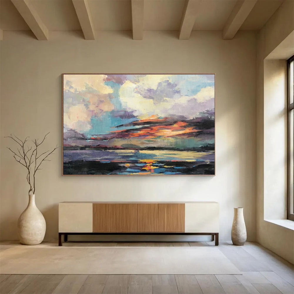 “Colorful Sunset Reflection” Landscape Painting On Canvas DKS197