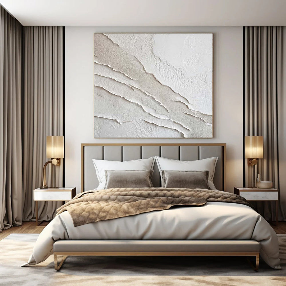 “White Textured Abstract” - Subtle Abstract Painting On Canvas PS0172