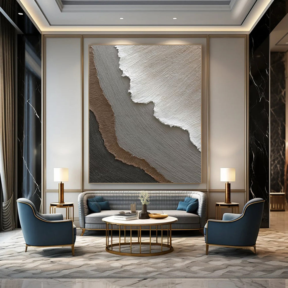 “Neutral Textured Layers - Earthy Tones & Ripped Paper Effects” Painting On Canvas DS269