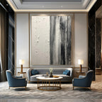 “Black and White Vertical Textured Stripes” - Minimalist Abstract Painting On Canvas DS382